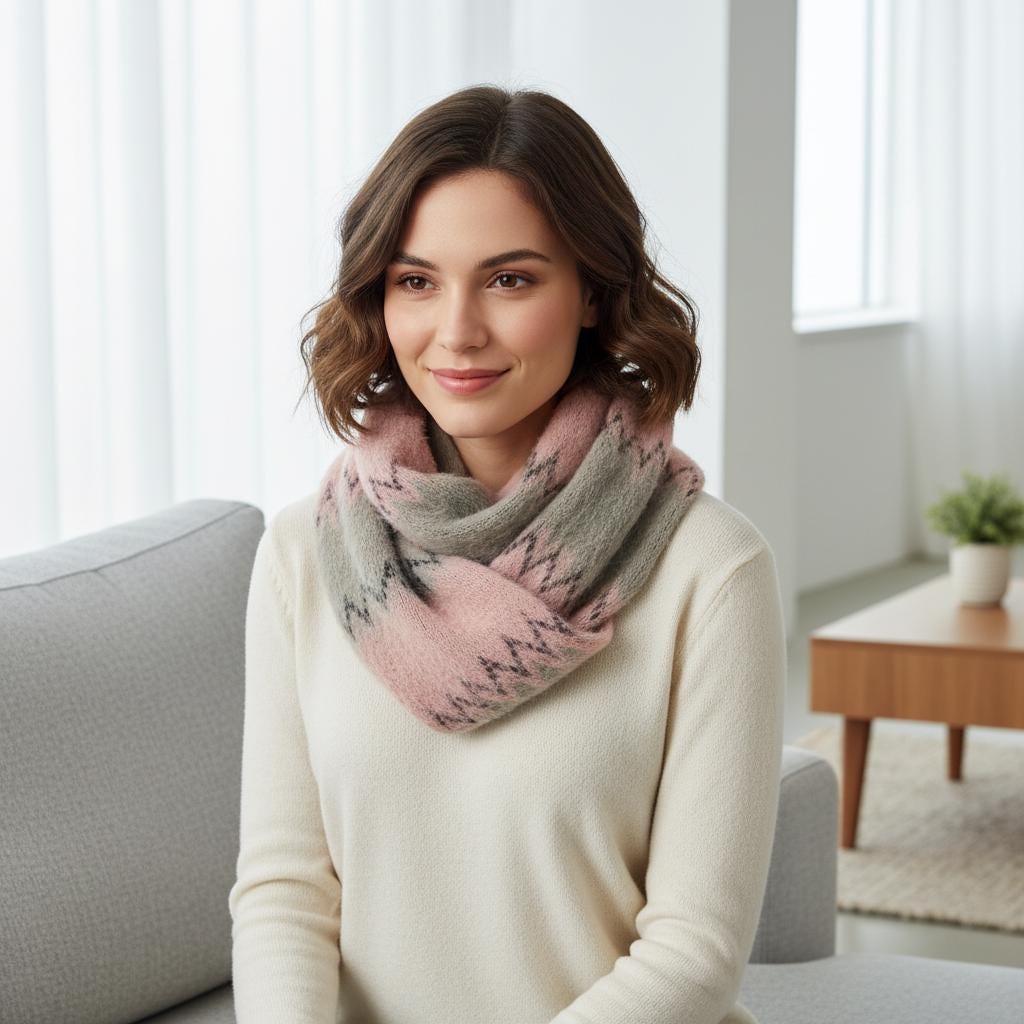 Knitted Zigzag Snood Infinity Scarf For Winter Comes with a gift bag presentation