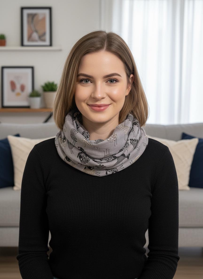 Sheep Print Infinity Scarf | Lightweight Snood | Available in Multiple Colours | Farm Animal Scarf | Sheep Lover Gift