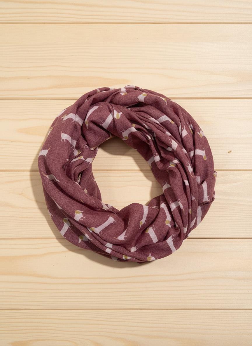 Dachshund Sausage Dog Infinity Scarf | Dachshund Print Light Weight Snood | Dog Lover Gift
