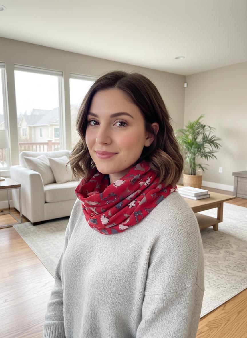 Cat Print Infinity Scarf | Polyester Snood | Available in Multiple Colours | Cute Cat Scarf | Cat Lover Gift