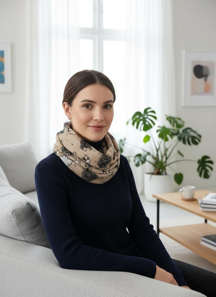 Sheep Print Infinity Scarf | Lightweight Snood | Available in Multiple Colours | Farm Animal Scarf | Sheep Lover Gift