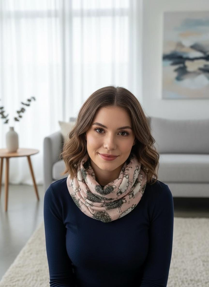 Sheep Print Infinity Scarf | Lightweight Snood | Available in Multiple Colours | Farm Animal Scarf | Sheep Lover Gift