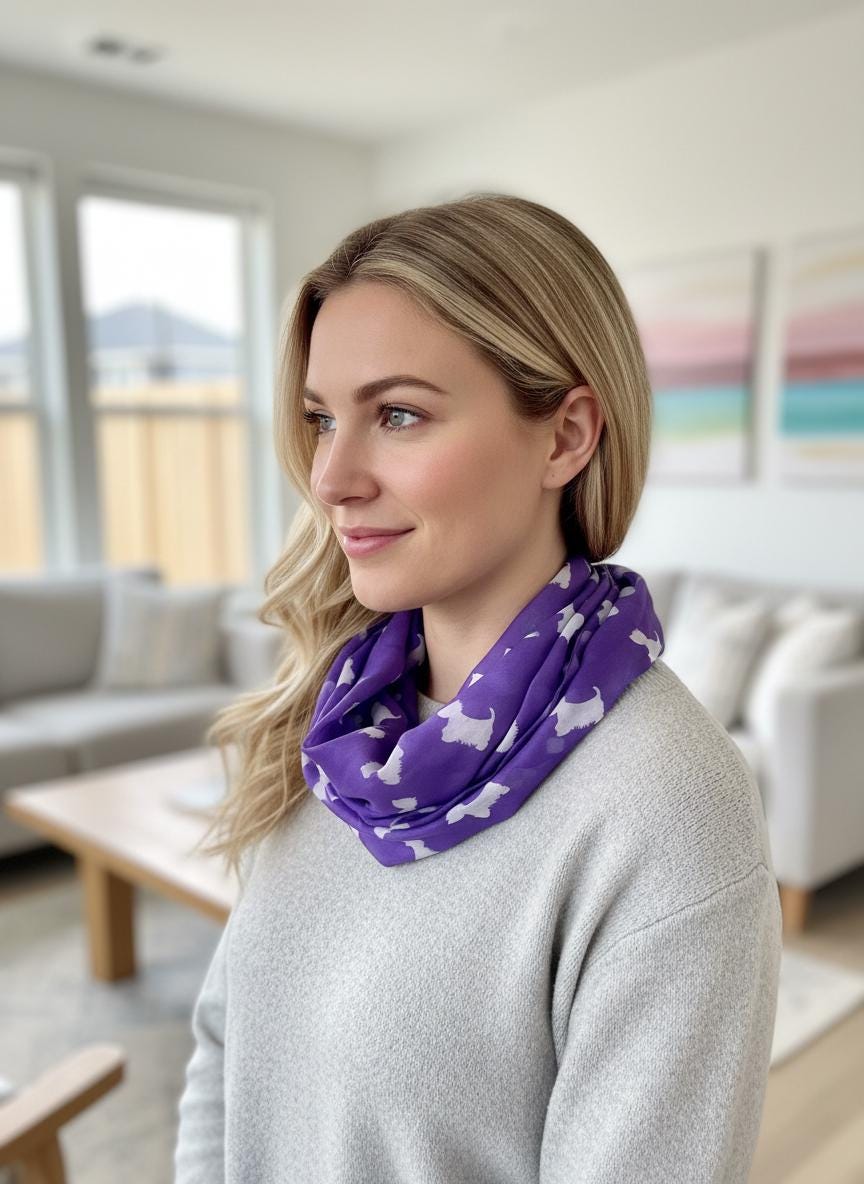 Westie Dog Infinity Scarf Lightweight Snood For Her