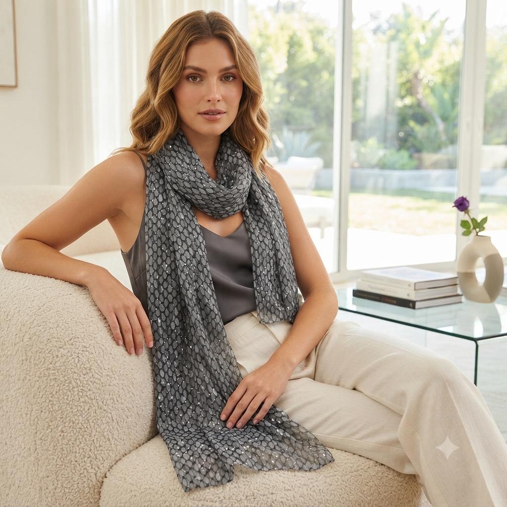 Glitter Raindrop Gradient Print Ladies Celebrity Style Scarves Scarf Wrap Comes with a gift bag