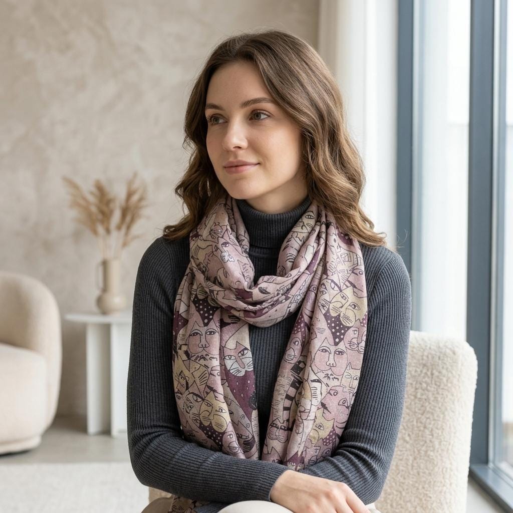 Cat Print Scarf All Seasons Scarves Shawl Comes with a gift bag
