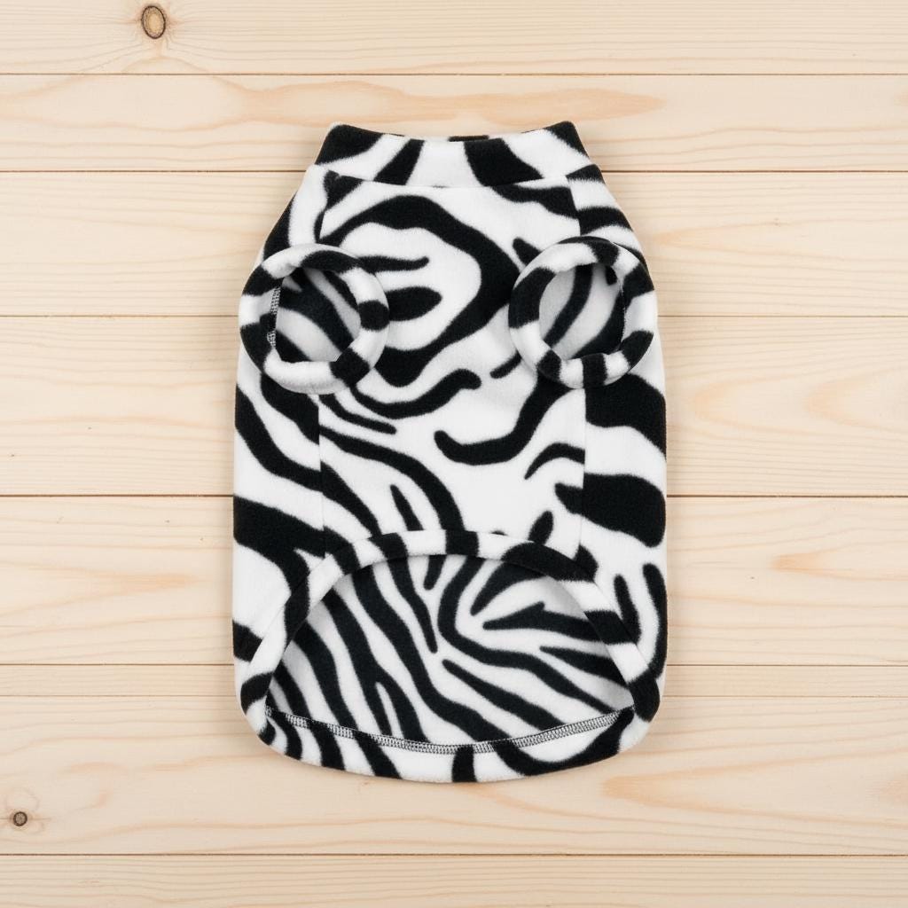 Zebra Print Fleece for Dachshund, Custom Sausage Dog Sweater, Handmade Winter Coat for Small Breed (XXS-2XL )
