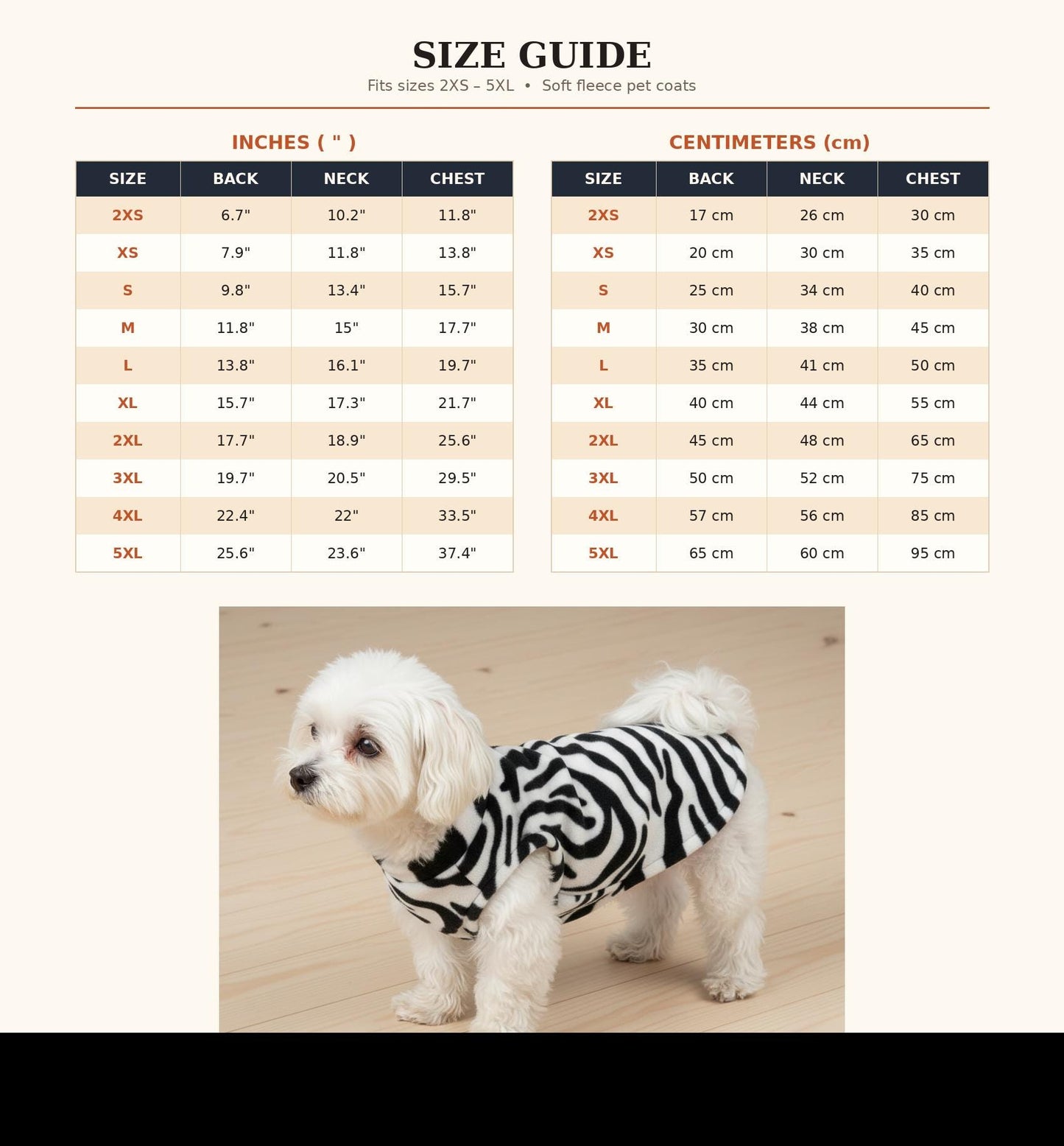 Zebra Print Fleece Dog Coat | Soft Warm Pet Sweater Vest | Cozy Puppy Jacket