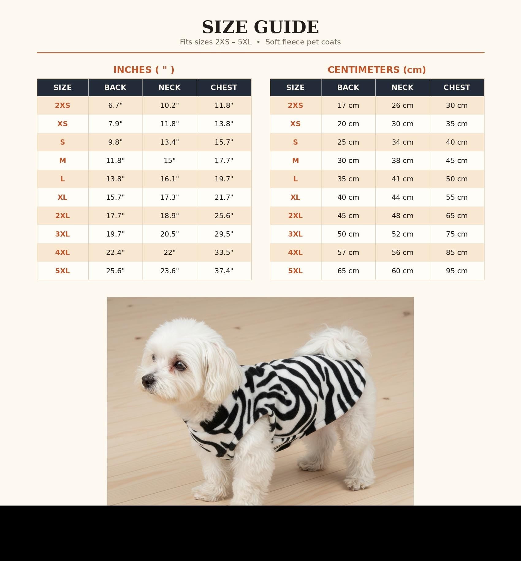Zebra Print Fleece Dog Coat | Soft Warm Pet Sweater Vest | Cozy Puppy Jacket