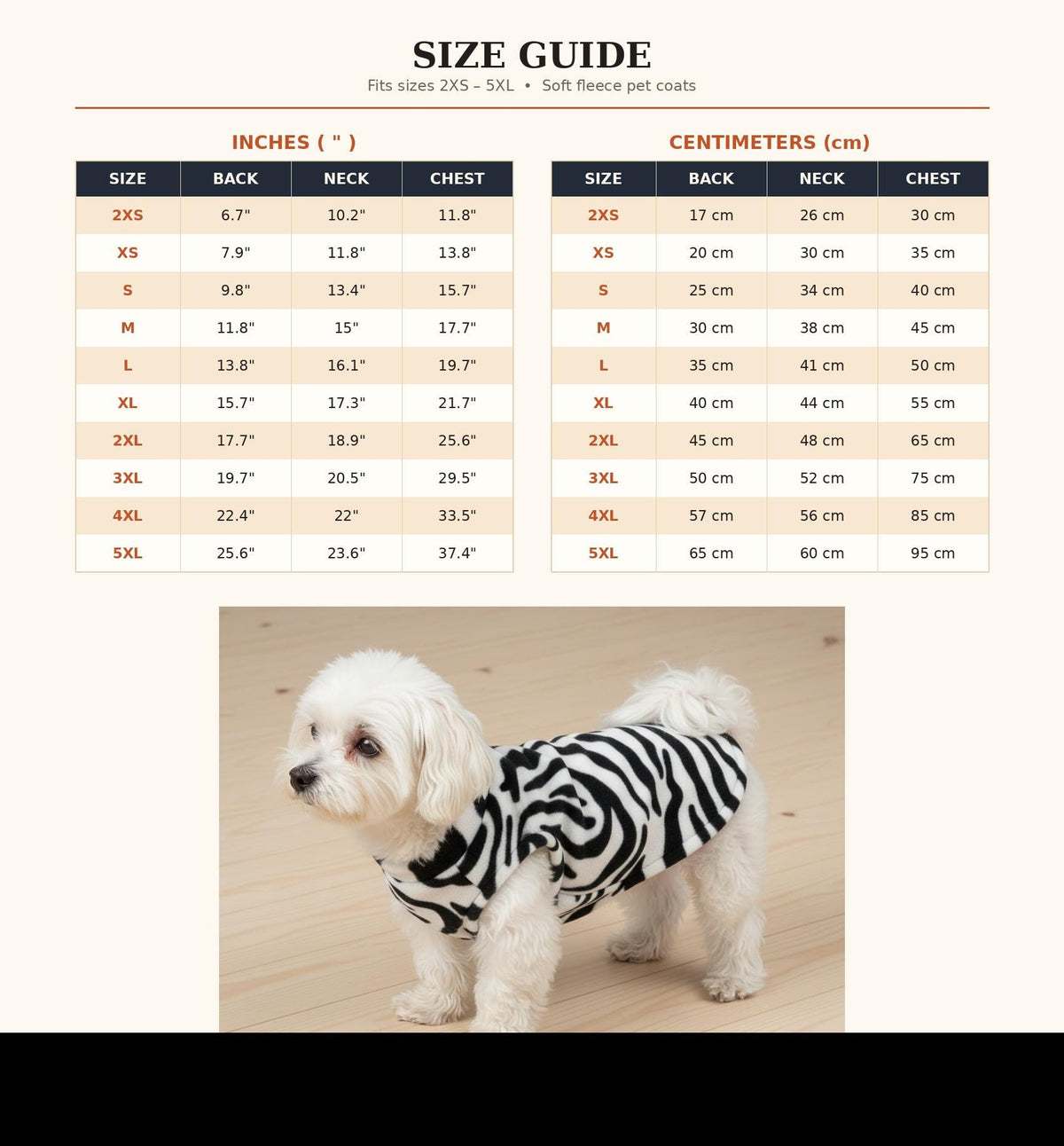 Zebra Print Fleece Dog Coat | Soft Warm Pet Sweater Vest | Cozy Puppy Jacket