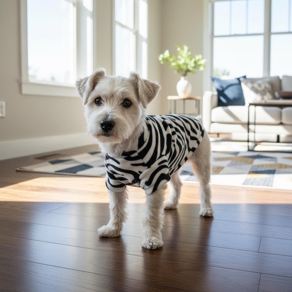 Zebra Print Fleece Dog Coat | Soft Warm Pet Sweater Vest | Cozy Puppy Jacket
