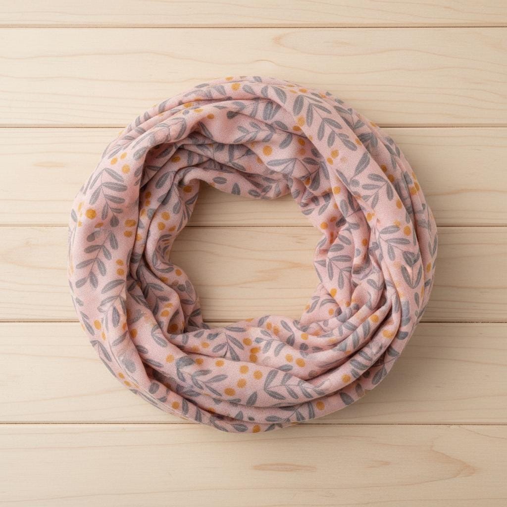 Sprig Berry Print Infinity Scarf | Pink or Grey Loop Wrap | Scarf Comes with a gift bag
