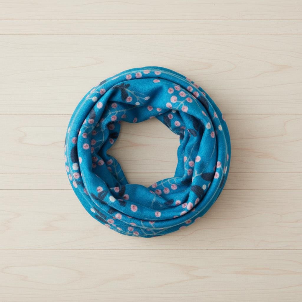 Berry Sprig Print Infinity Scarf | Teal or Navy Loop Wrap | Scarf Comes with a gift bag