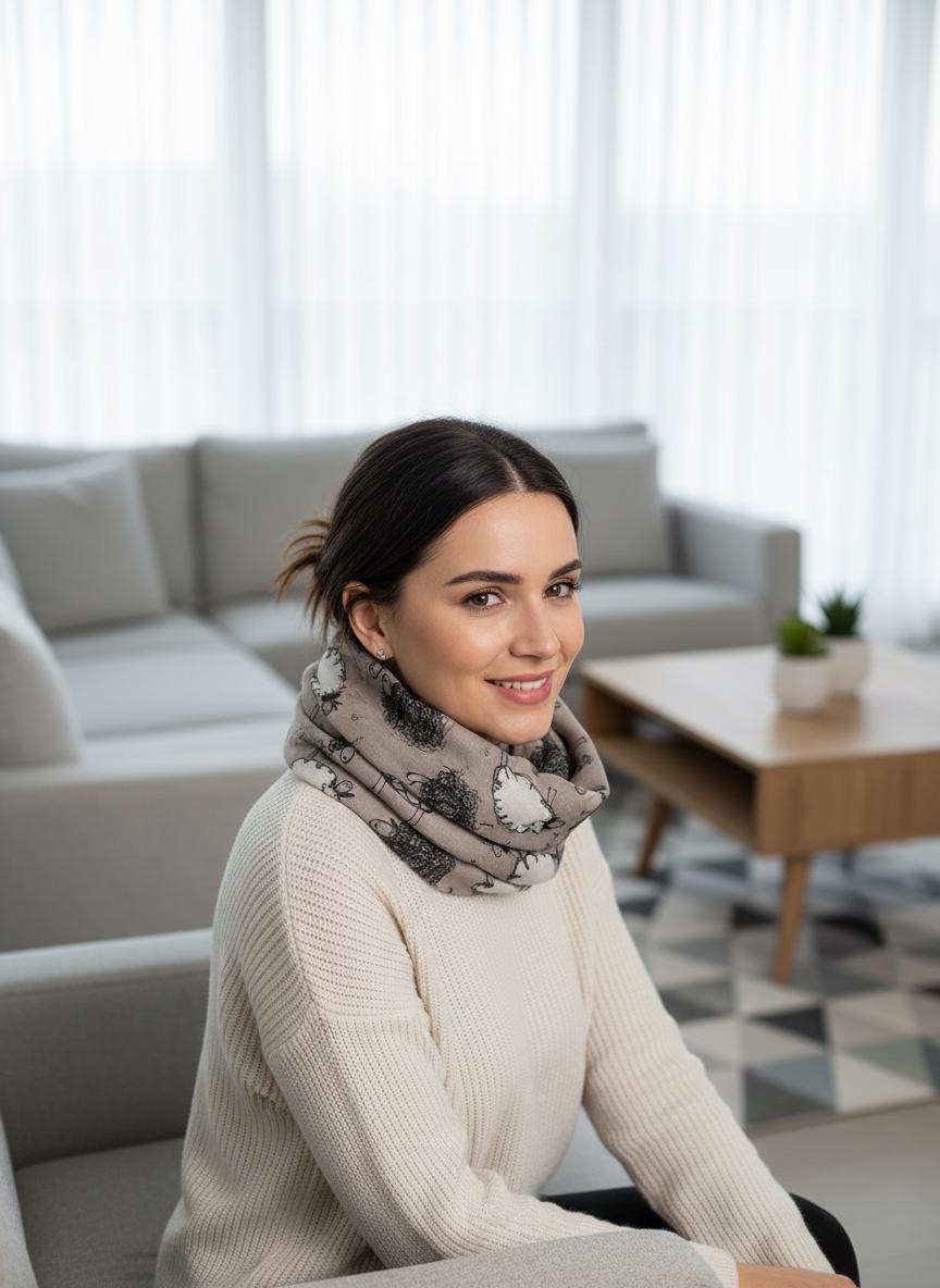 Sheep Print Infinity Scarf | Lightweight Snood | Available in Multiple Colours | Farm Animal Scarf | Sheep Lover Gift