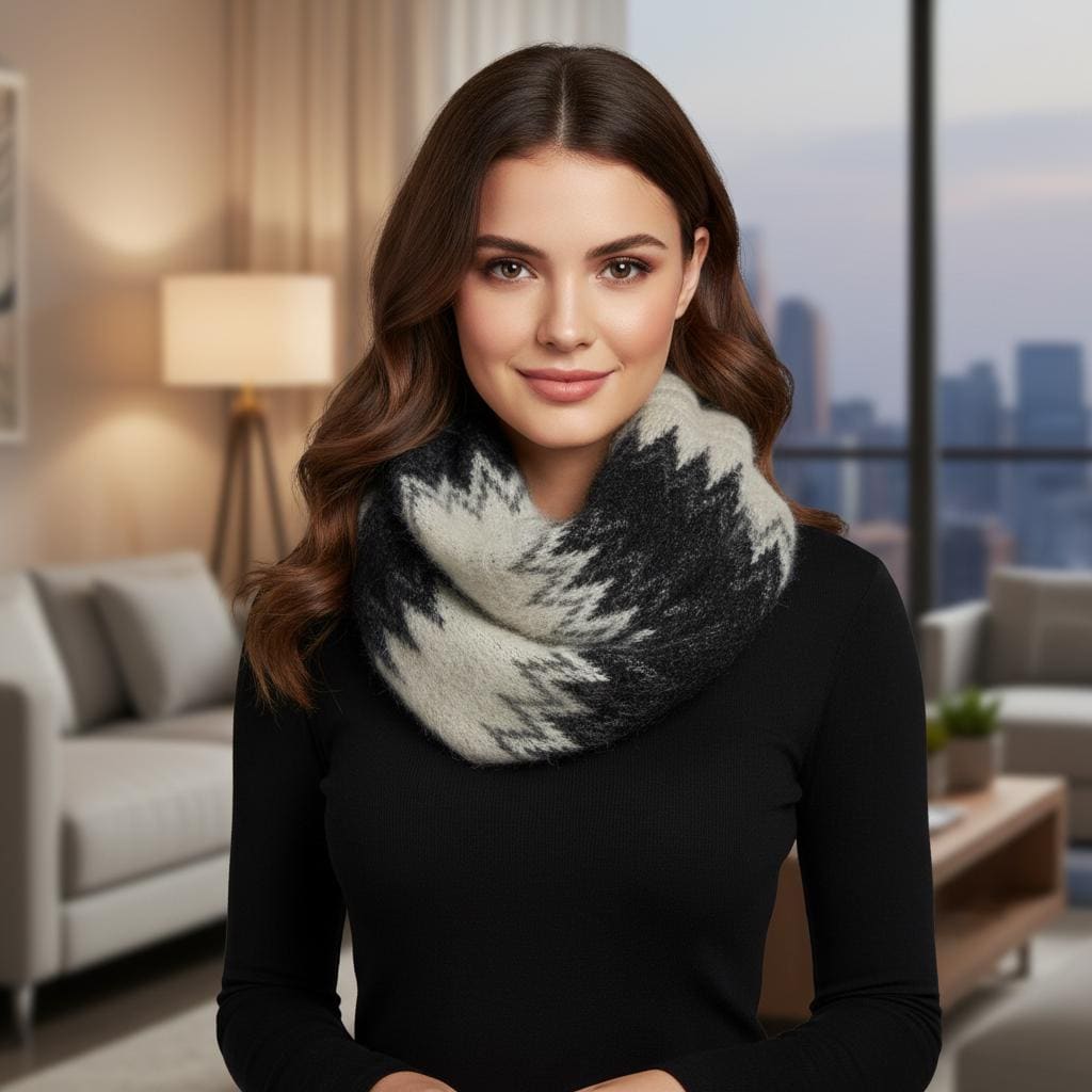 Knitted Zigzag Snood Infinity Scarf For Winter Comes with a gift bag presentation
