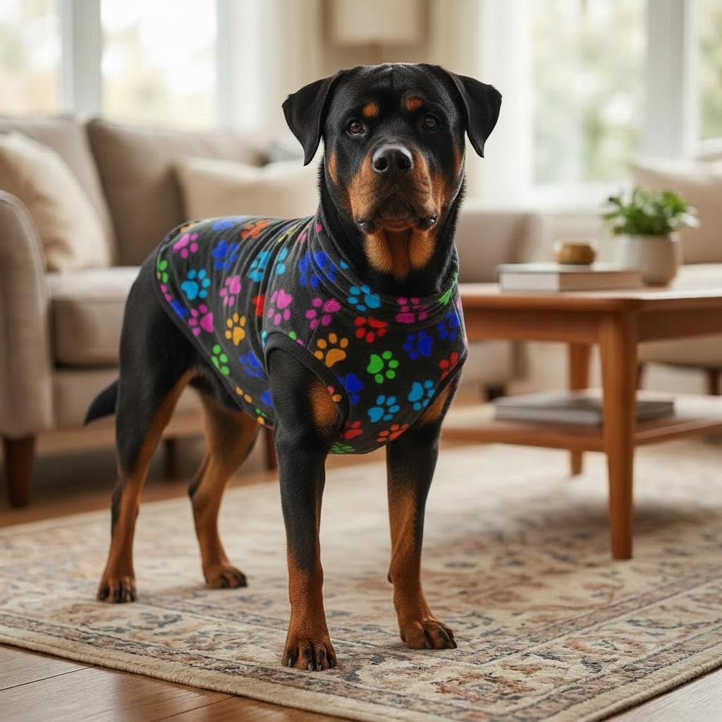 Paw Print Fleece Dog Coat | Soft Warm Pet Sweater Vest | Cozy Puppy Jacket