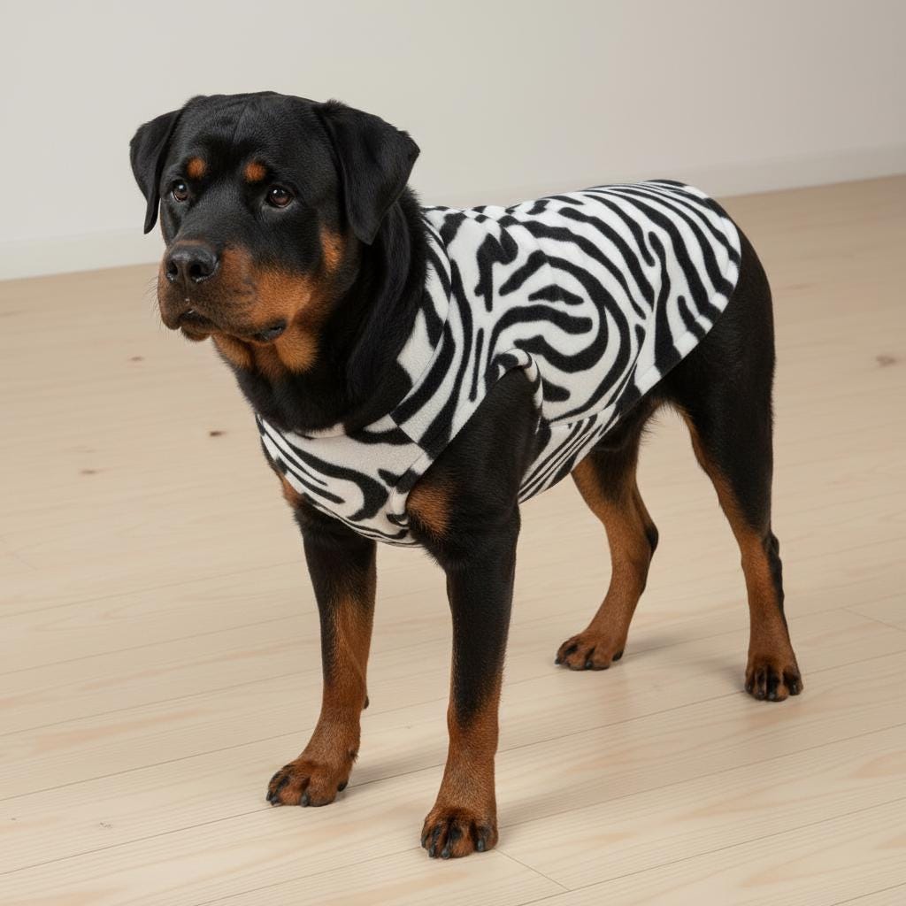 Zebra Print Fleece Dog Coat | Soft Warm Pet Sweater Vest | Cozy Puppy Jacket