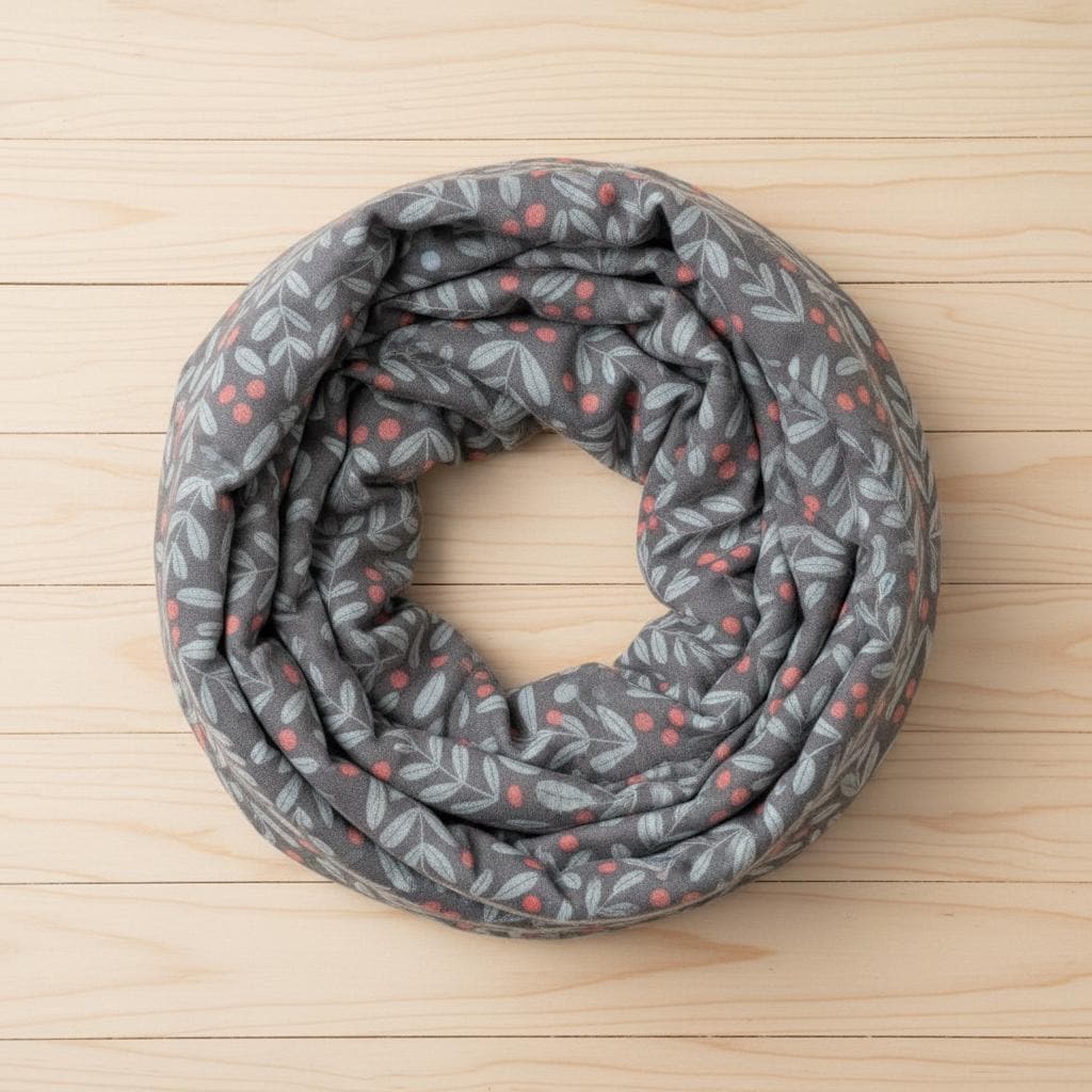 Sprig Berry Print Infinity Scarf | Pink or Grey Loop Wrap | Scarf Comes with a gift bag