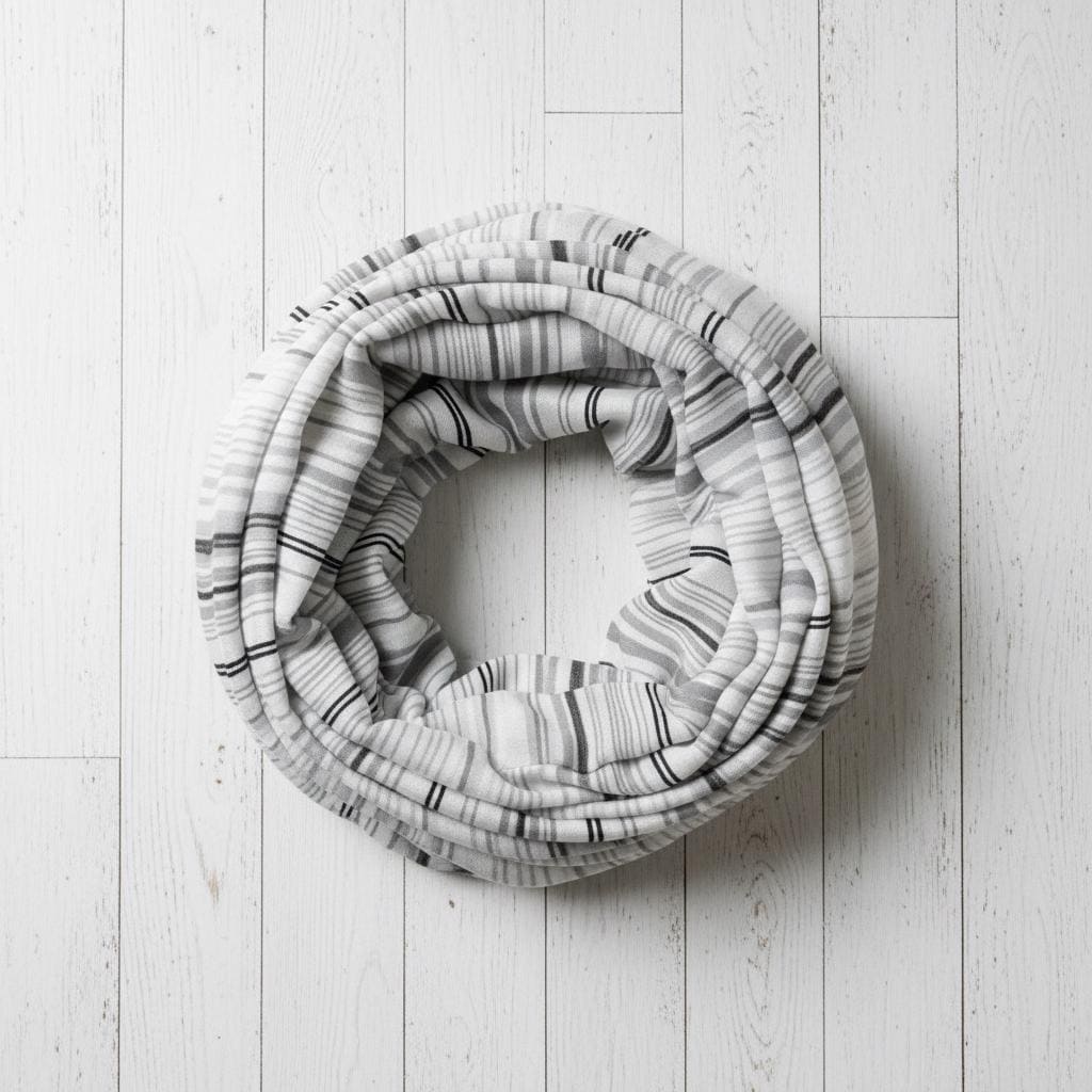 Grey Striped Infinity Scarf | Black White Loop Wrap | Women's Scarf Comes with a gift bag