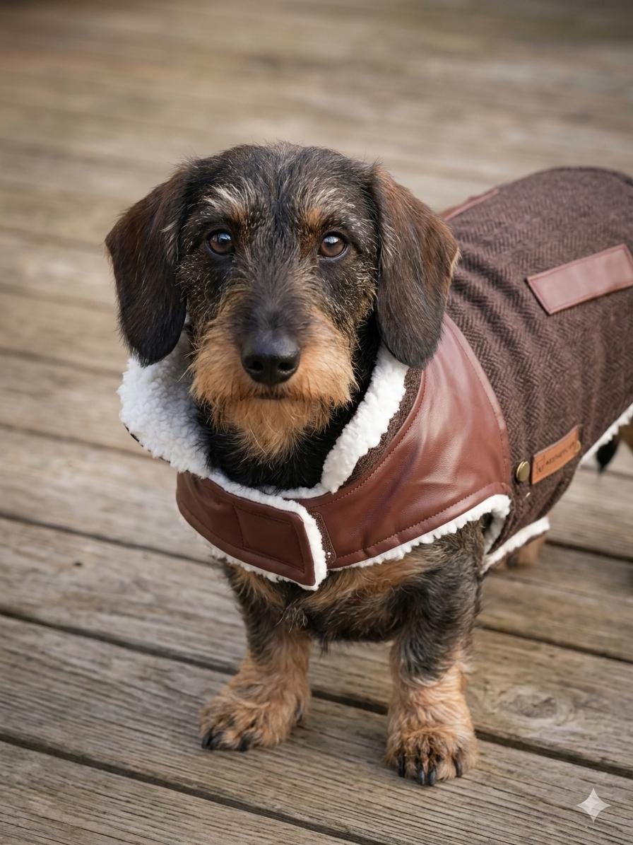 Tweed & Faux Leather Dog Coat | Sherpa Lined Winter Jacket | Cozy Warm Pet Coat | Small Medium Dog Clothes | Handmade