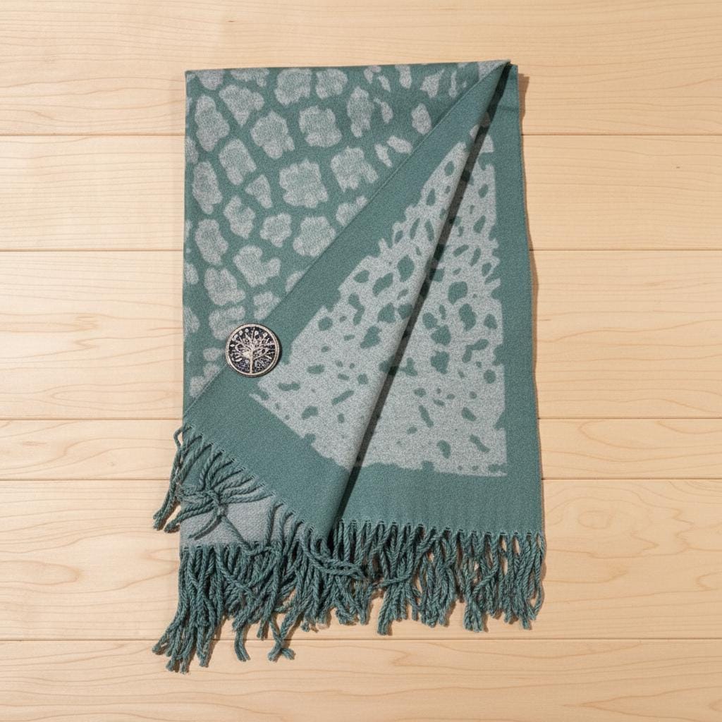 Leopard Cashmere Blend High Quality Soft Large Reversible With Fringes Winter Scarf Shawl With A Free Magnetic Brooch Comes with a gift bag
