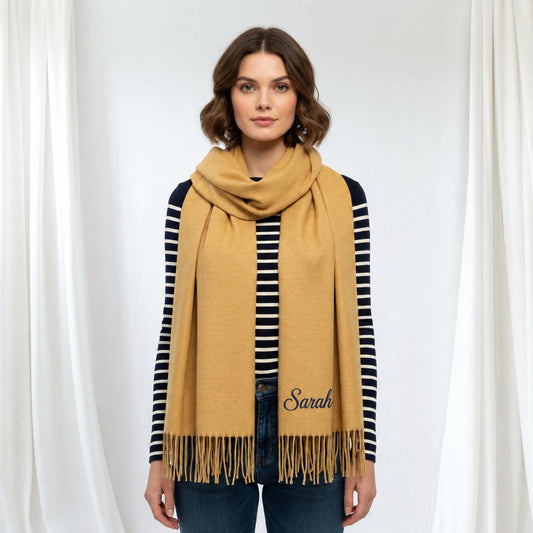 Personalised Embroidered Scarf Wrap Pashmina, Gifts For Her, Teacher Gifts Comes with a gift bag