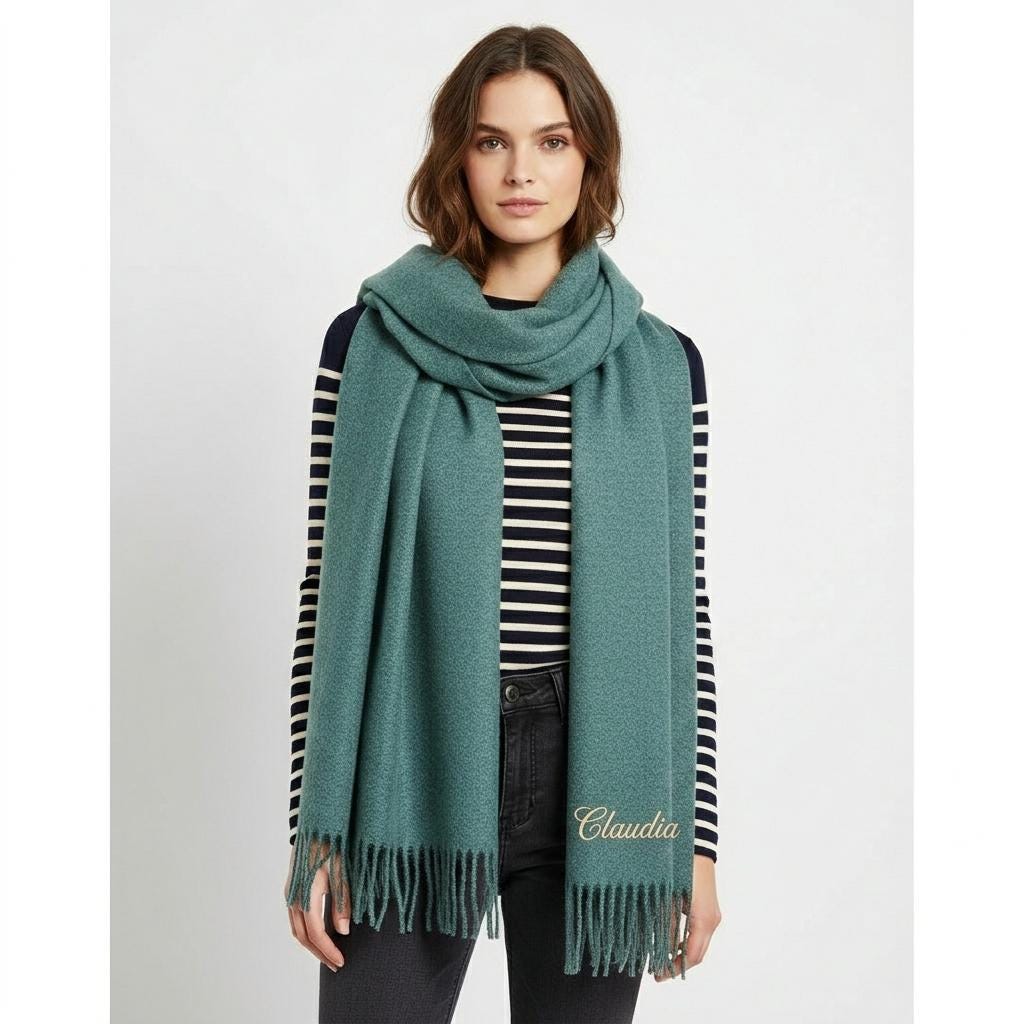 Personalised Embroidered Scarf Wrap Pashmina, Gifts For Her, Teacher Gifts Comes with a gift bag