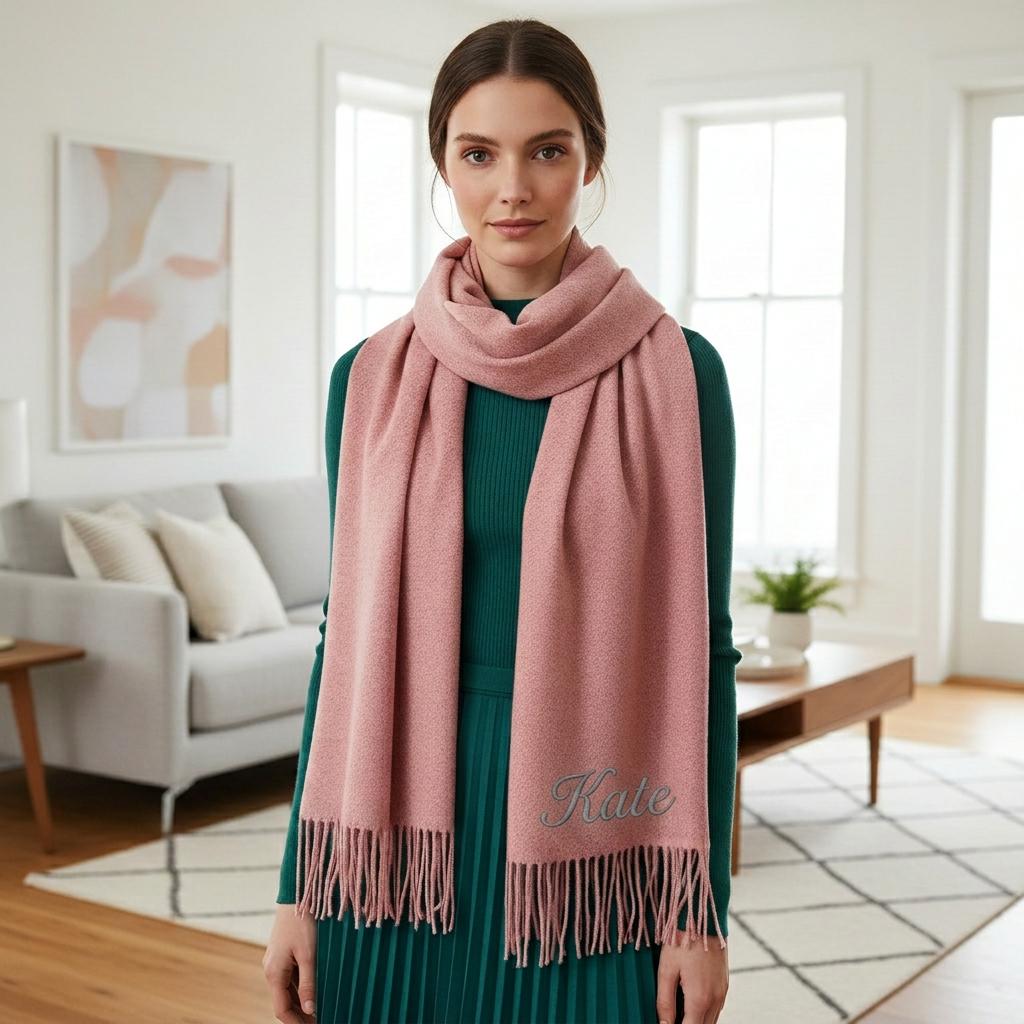 Personalised Embroidered Scarf Wrap Pashmina, Gifts For Her, Teacher Gifts Comes with a gift bag