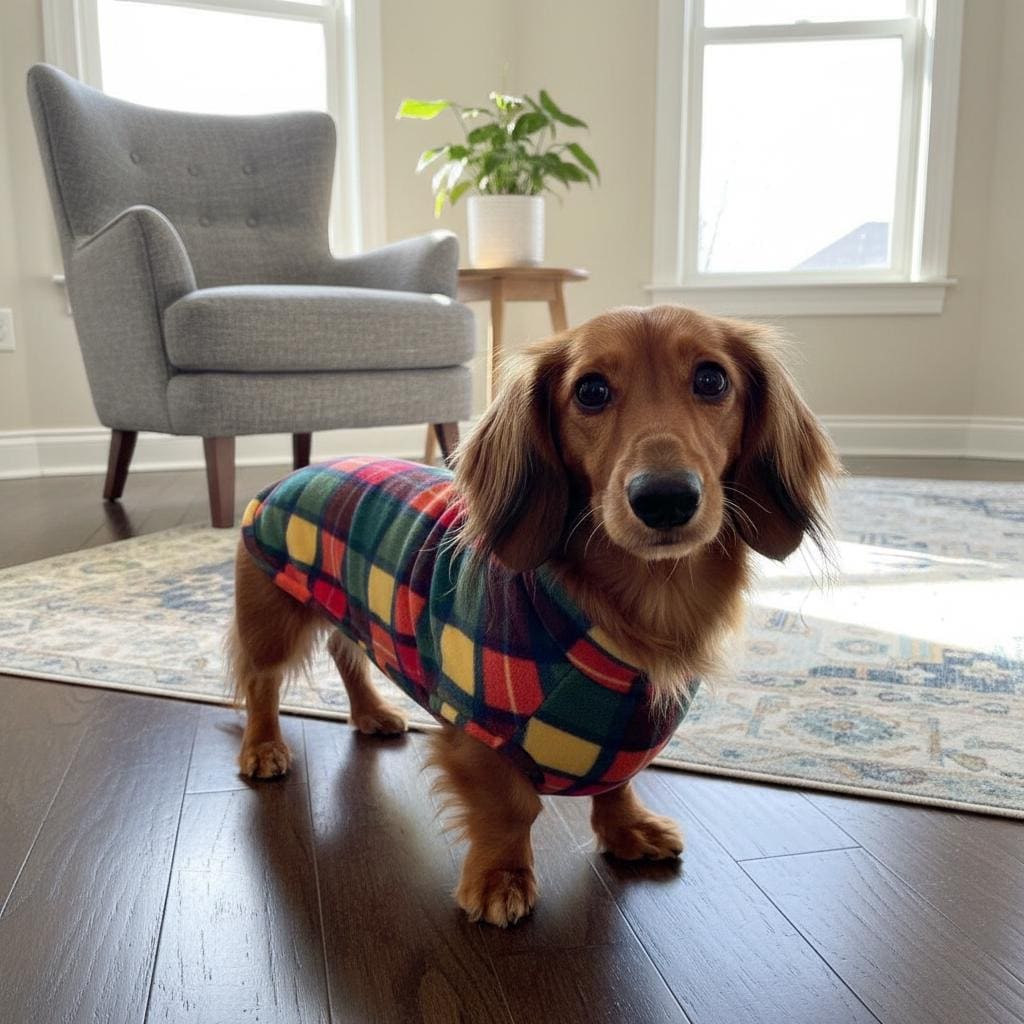 Sausage Dog Fleece Sweater | Dachshund Jumper | Warm Dog Coat | Soft Winter Pet Clothing | Small Dog Pullover