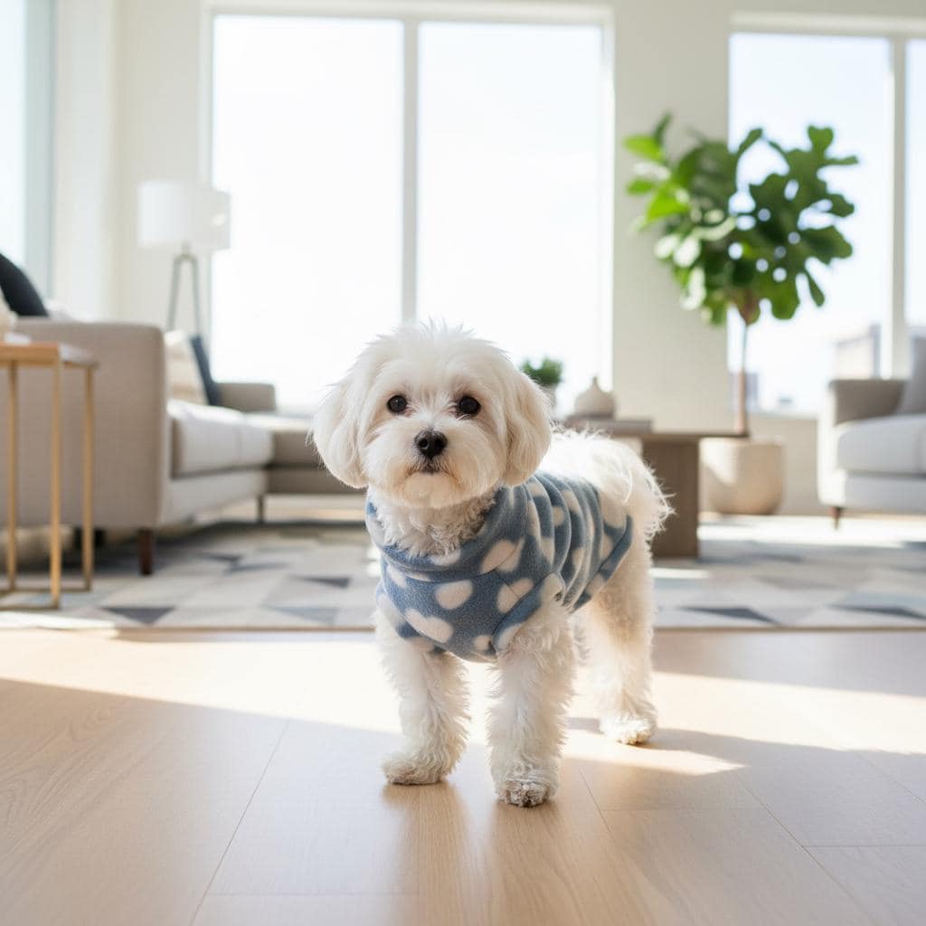 Cozy Fleece Dog Jumper | Soft Polka Dot & Heart Print Pet Jumper | Warm Winter Dog Sweater