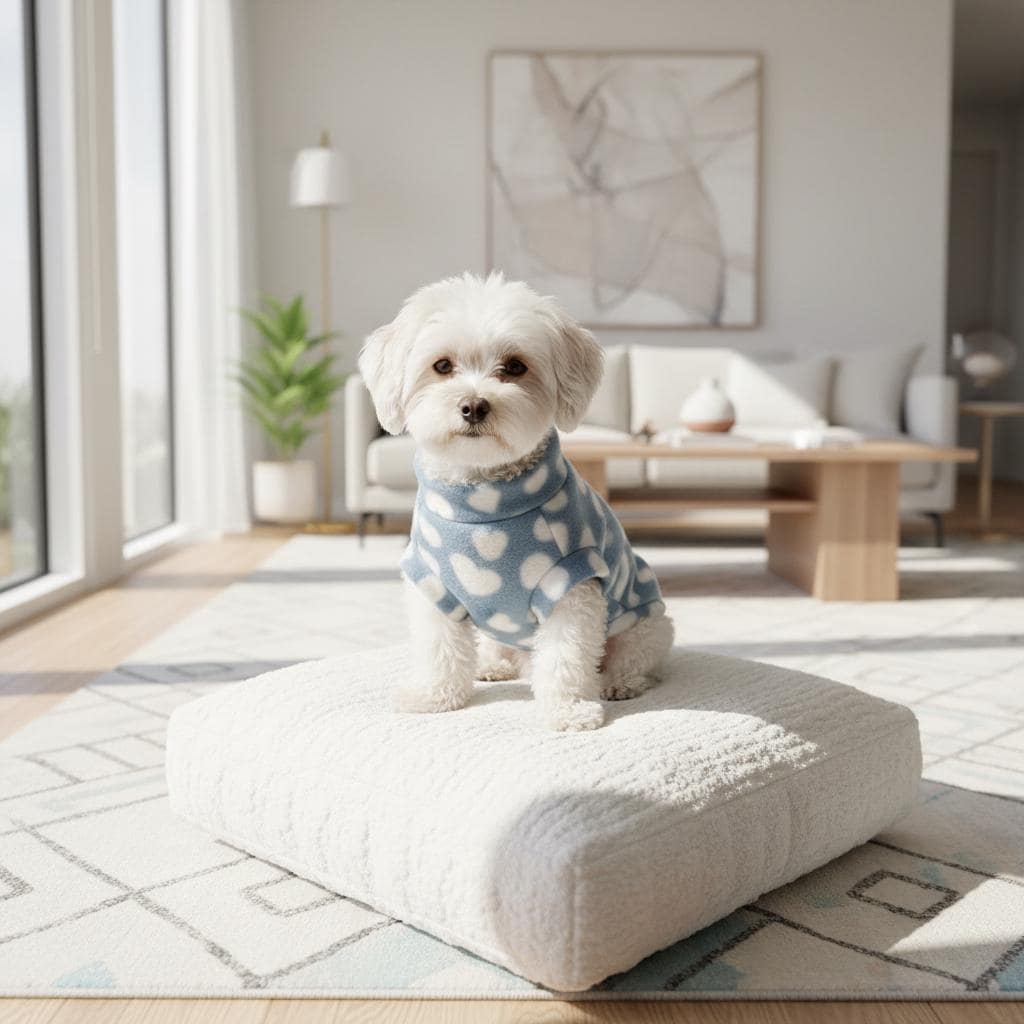 Cozy Fleece Dog Jumper | Soft Polka Dot & Heart Print Pet Jumper | Warm Winter Dog Sweater