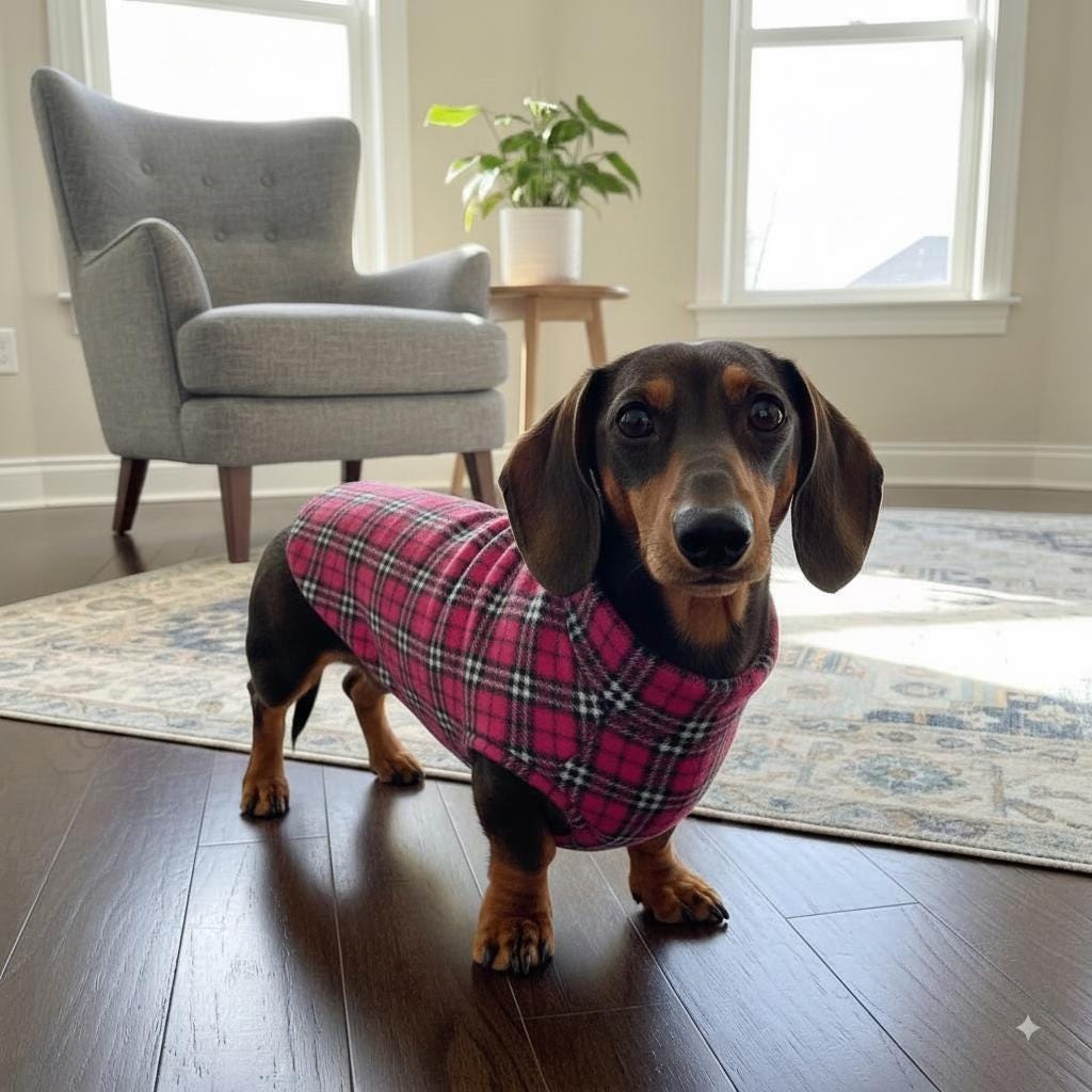Sausage Dog Fleece Sweater | Dachshund Jumper | Warm Dog Coat | Soft Winter Pet Clothing | Small Dog Pullover