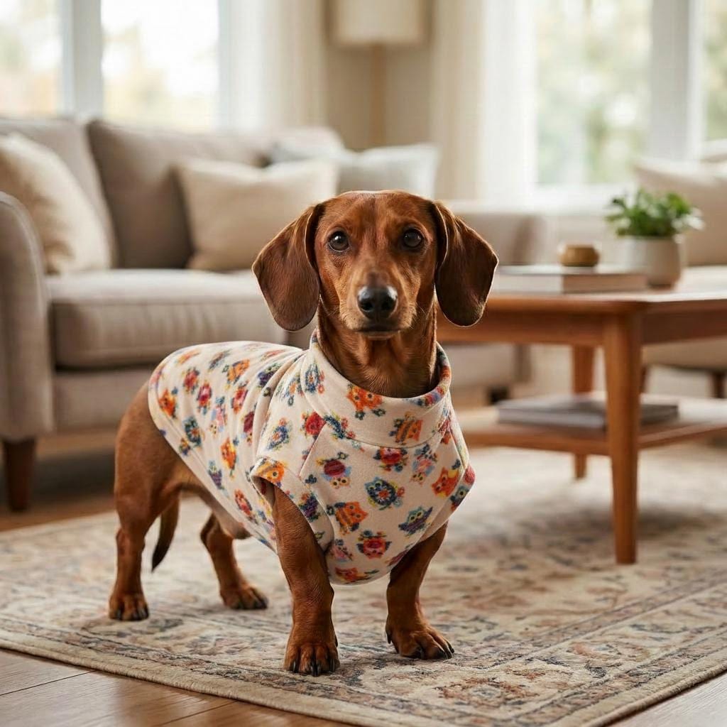 Owl Fleece Dog Jumper Sweater for Dachshunds & Small Dogs Pet Pullover | Sausage Dog Clothes