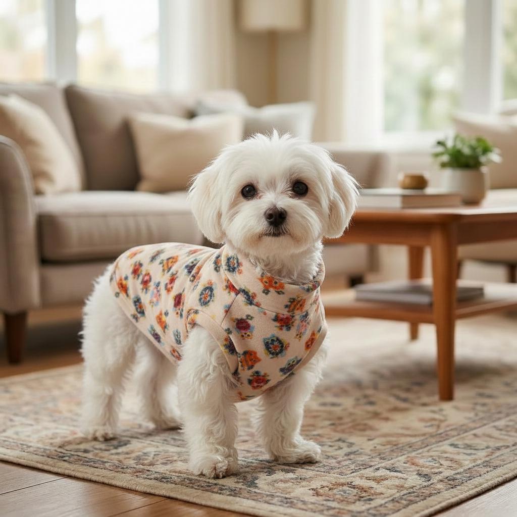 Cozy Fleece Dog Jumper Owl Print Pet Jumper | Warm Winter Dog Sweater