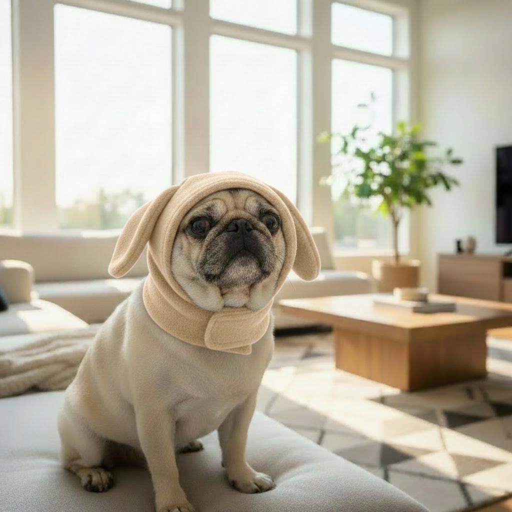 Solid Fleece Dog Snood Hat with Velcro Closure – Cozy Ear-Covering Winter Hood for Small Dogs – Available in 7 Colors