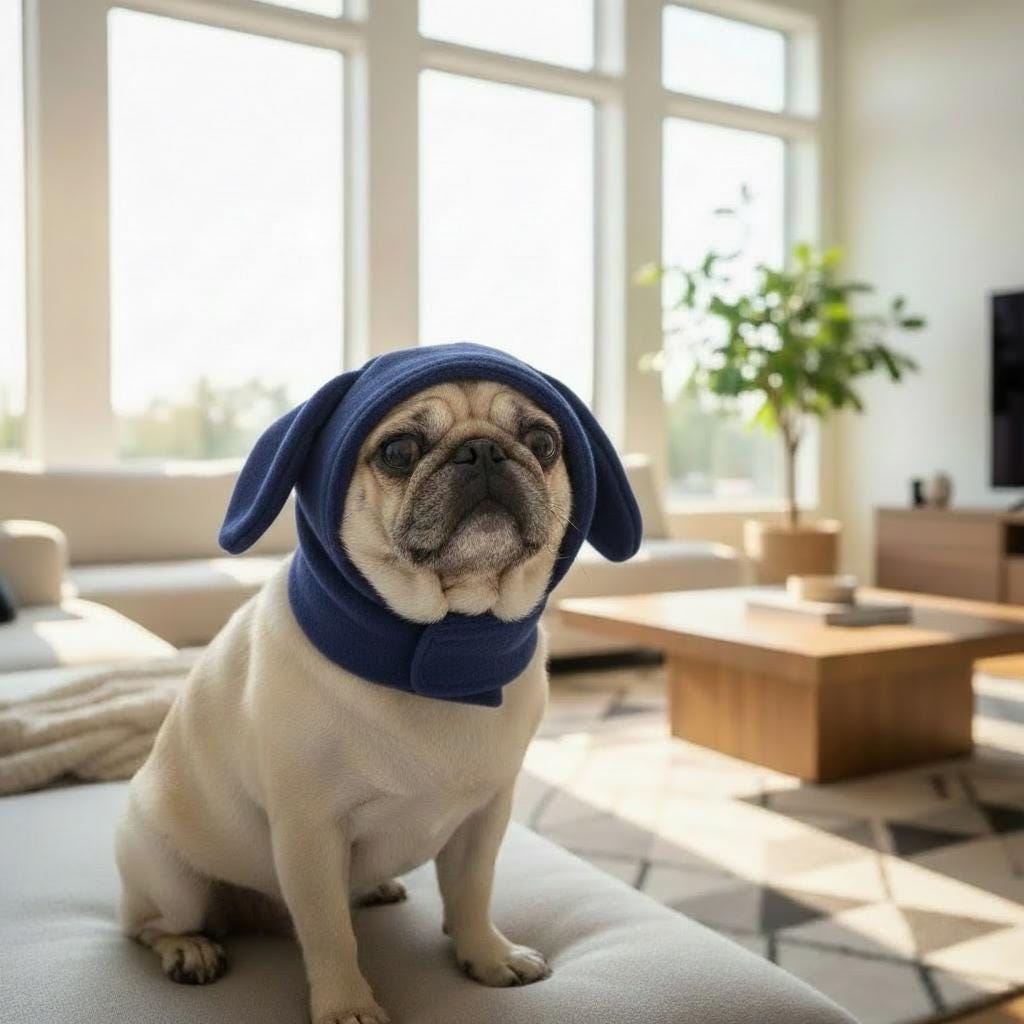 Solid Fleece Dog Snood Hat with Velcro Closure – Cozy Ear-Covering Winter Hood for Small Dogs – Available in 7 Colors