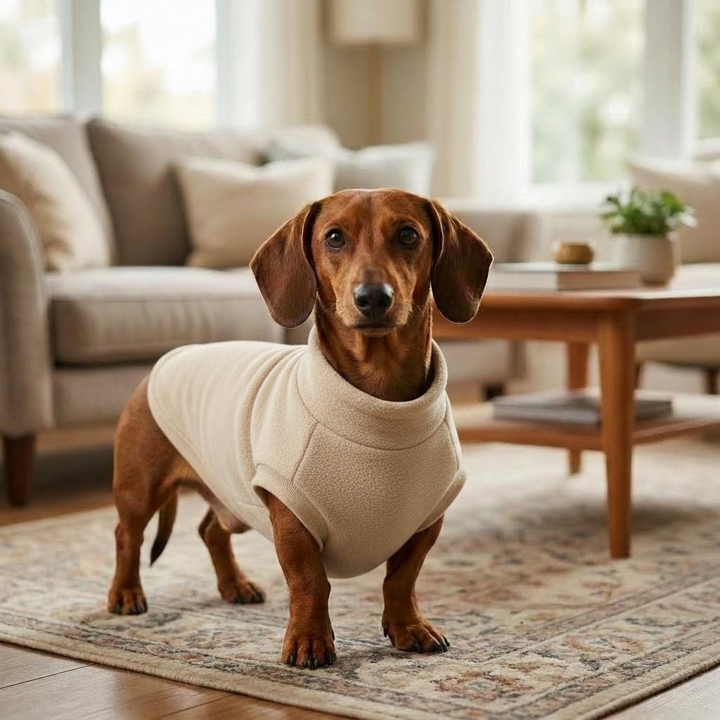 Sausage Dog Fleece Sweater | Dachshund Jumper | Warm Dog Coat | Soft Winter Pet Clothing | Small Dog Pullover