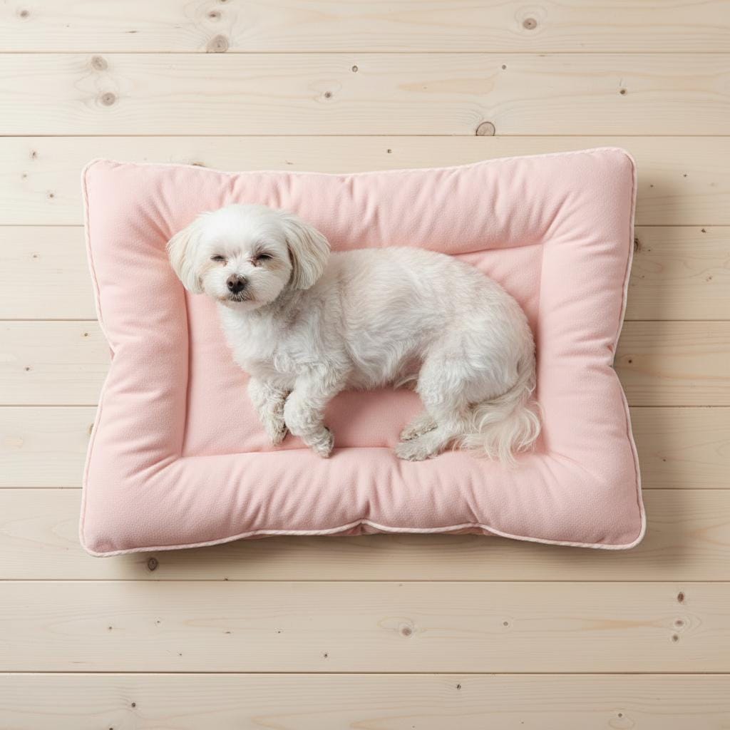 Handmade Double-Sided Pink Dog Bed Cushion | Reversible Soft Plush Pet Mat | 100% Virgin Hollow Fibre Filled Cosy Dog Bed