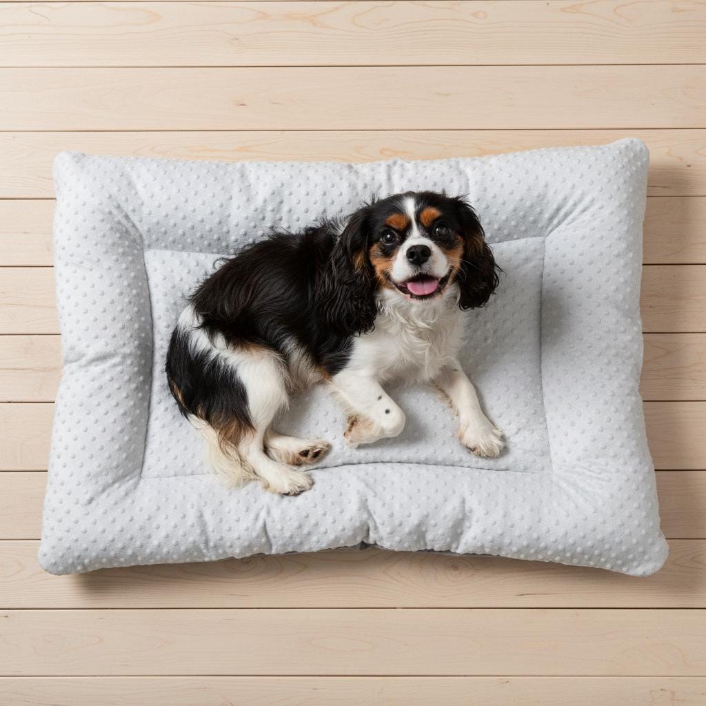Handmade Double-Sided Pink Dog Bed Cushion | Reversible Soft Plush Pet Mat | 100% Virgin Hollow Fibre Filled Cosy Dog Bed