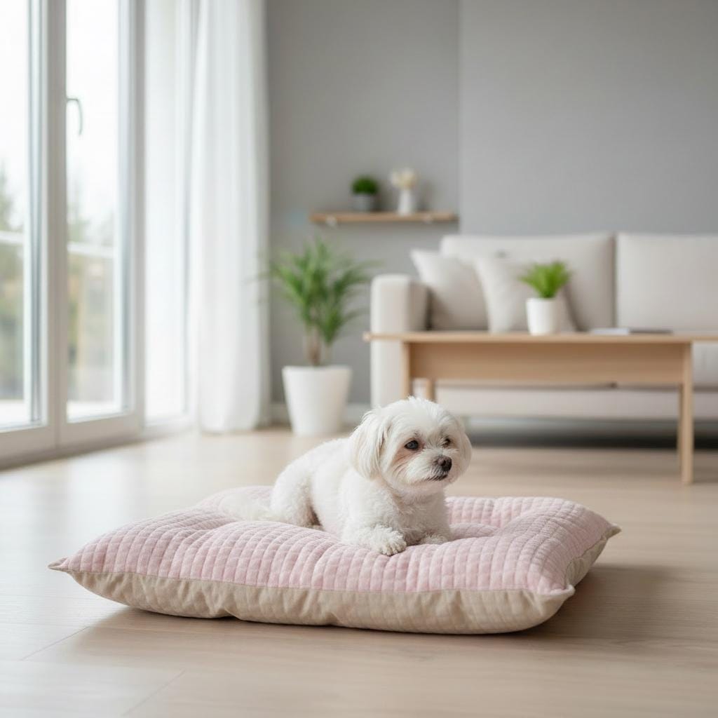 Handmade Double-Sided Pink Dog Bed Cushion | Reversible Soft Plush Pet Mat Cosy Dog Bed