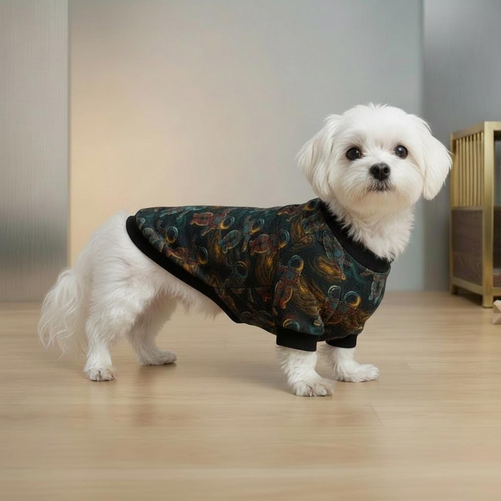 Astronaut Print Dog Hoodie | Cosy Fleece Pullover Sweatshirt for Large Dogs | Space Galaxy Pet Sweater Dog Clothes