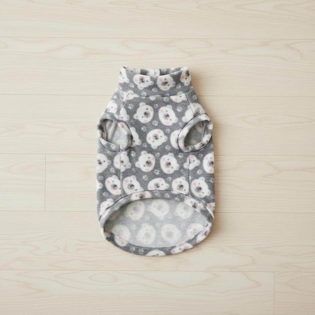 Cozy Fleece Dog Jumper Bear Print Pet Jumper | Warm Winter Dog Sweater