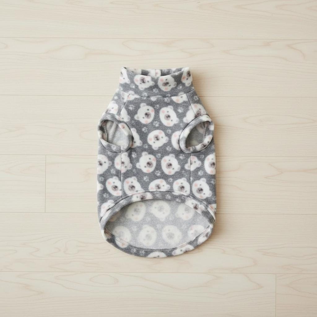 Cozy Fleece Dog Jumper Bear Print Pet Jumper | Warm Winter Dog Sweater