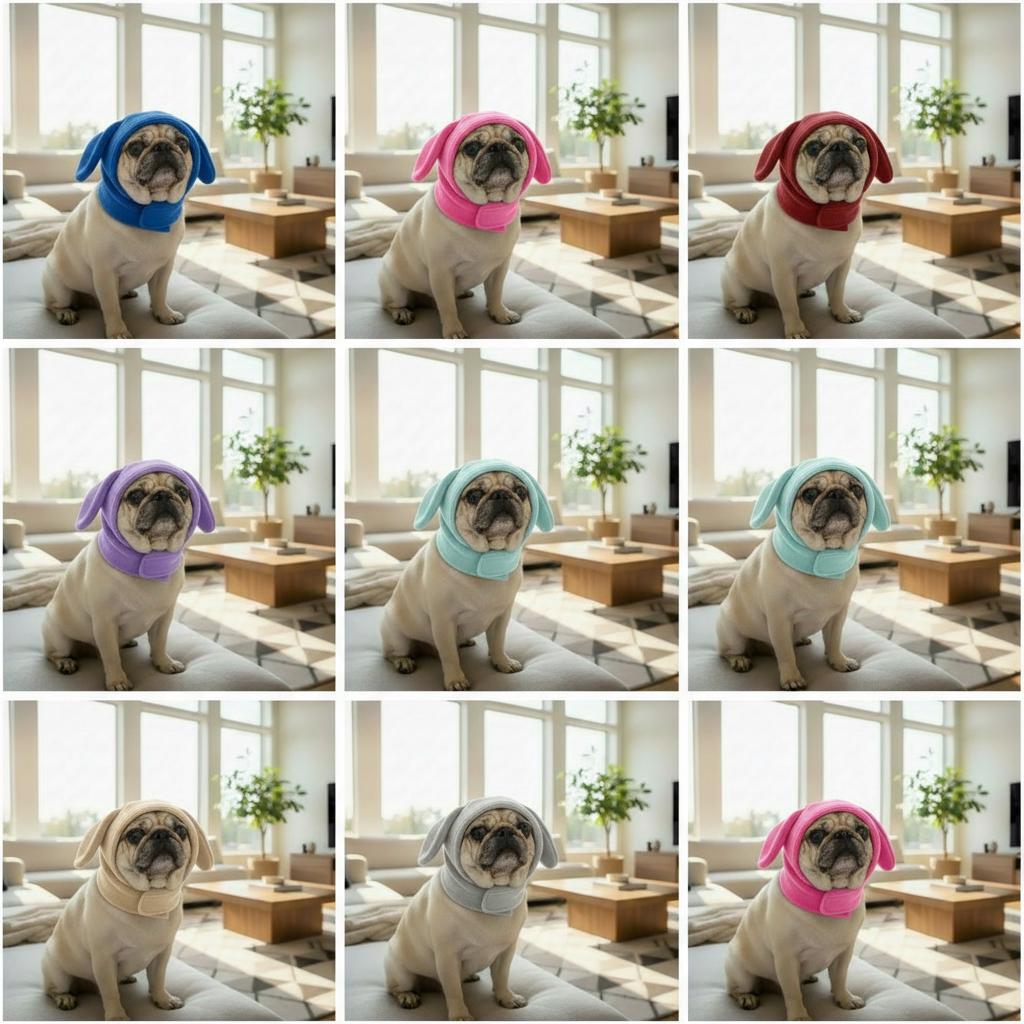 Solid Fleece Dog Snood Hat with Velcro Closure – Cozy Ear-Covering Winter Hood for Small Dogs – Available in 7 Colors