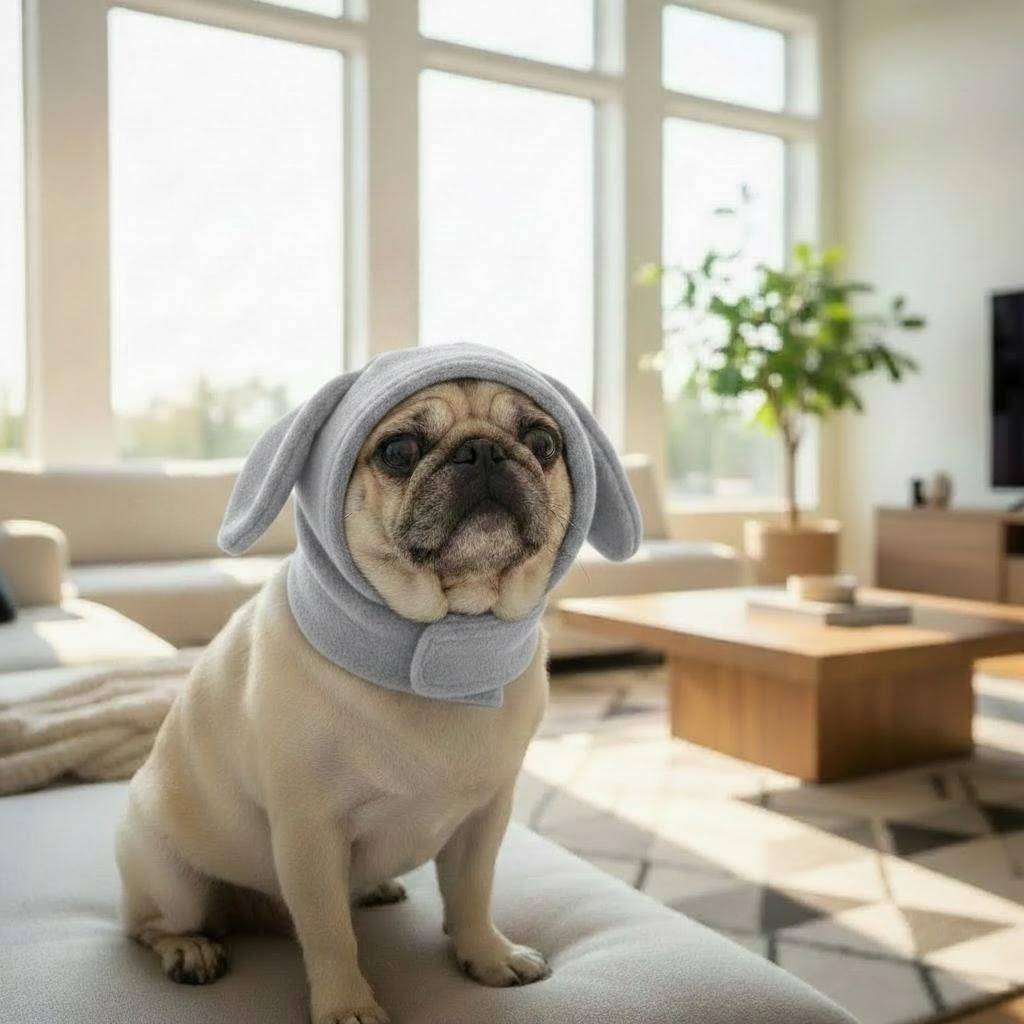 Solid Fleece Dog Snood Hat with Velcro Closure – Cozy Ear-Covering Winter Hood for Small Dogs – Available in 7 Colors