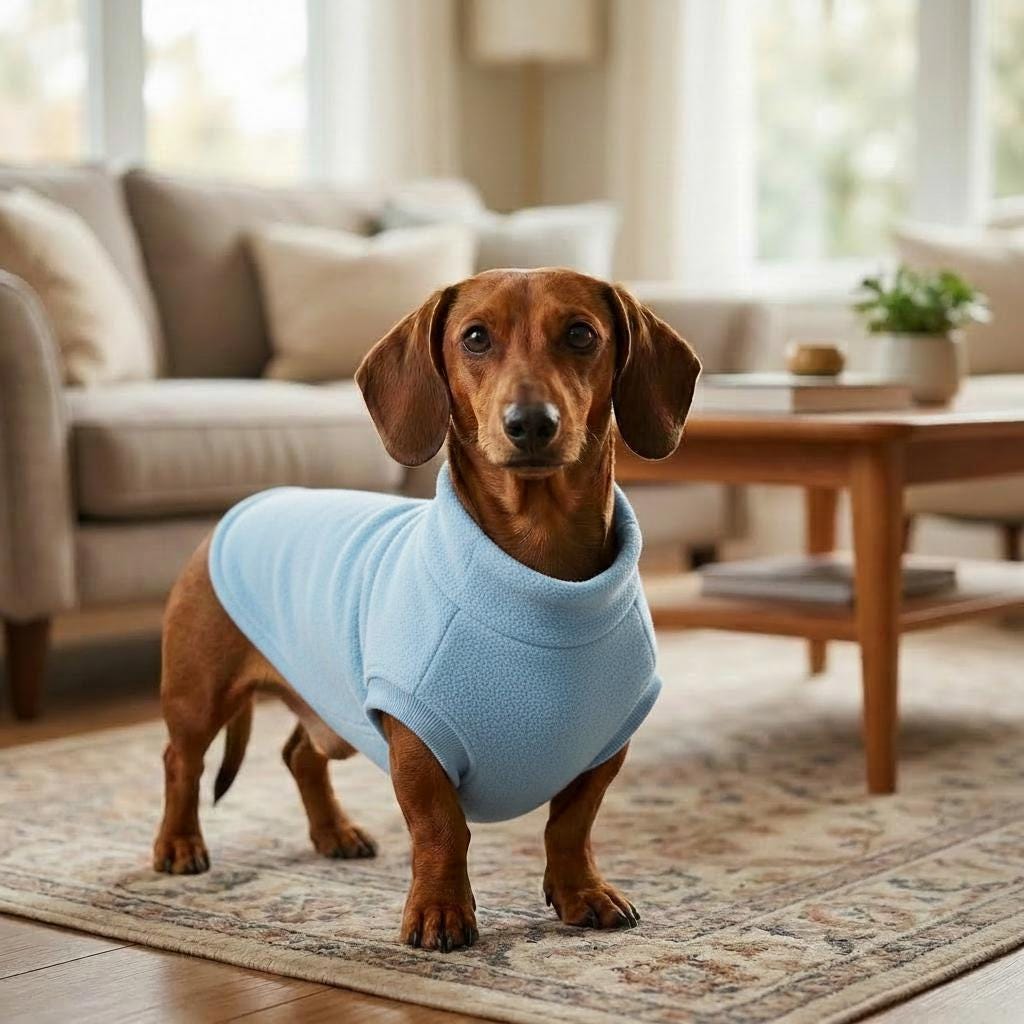 Sausage Dog Fleece Sweater | Dachshund Jumper | Warm Dog Coat | Soft Winter Pet Clothing | Small Dog Pullover
