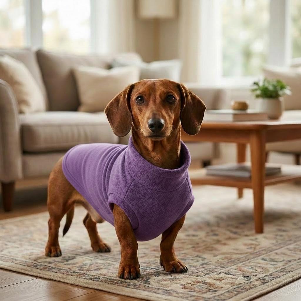 Sausage Dog Fleece Sweater | Dachshund Jumper | Warm Dog Coat | Soft Winter Pet Clothing | Small Dog Pullover