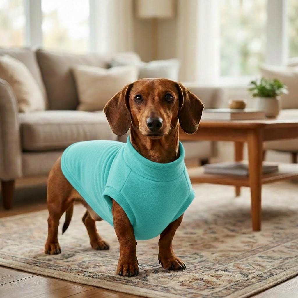 Sausage Dog Fleece Sweater | Dachshund Jumper | Warm Dog Coat | Soft Winter Pet Clothing | Small Dog Pullover