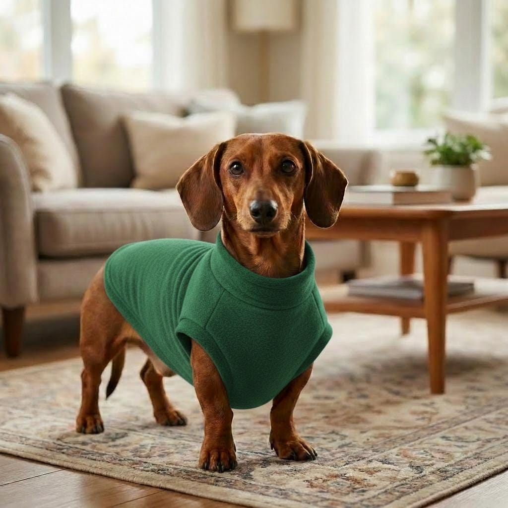 Sausage Dog Fleece Sweater | Dachshund Jumper | Warm Dog Coat | Soft Winter Pet Clothing | Small Dog Pullover
