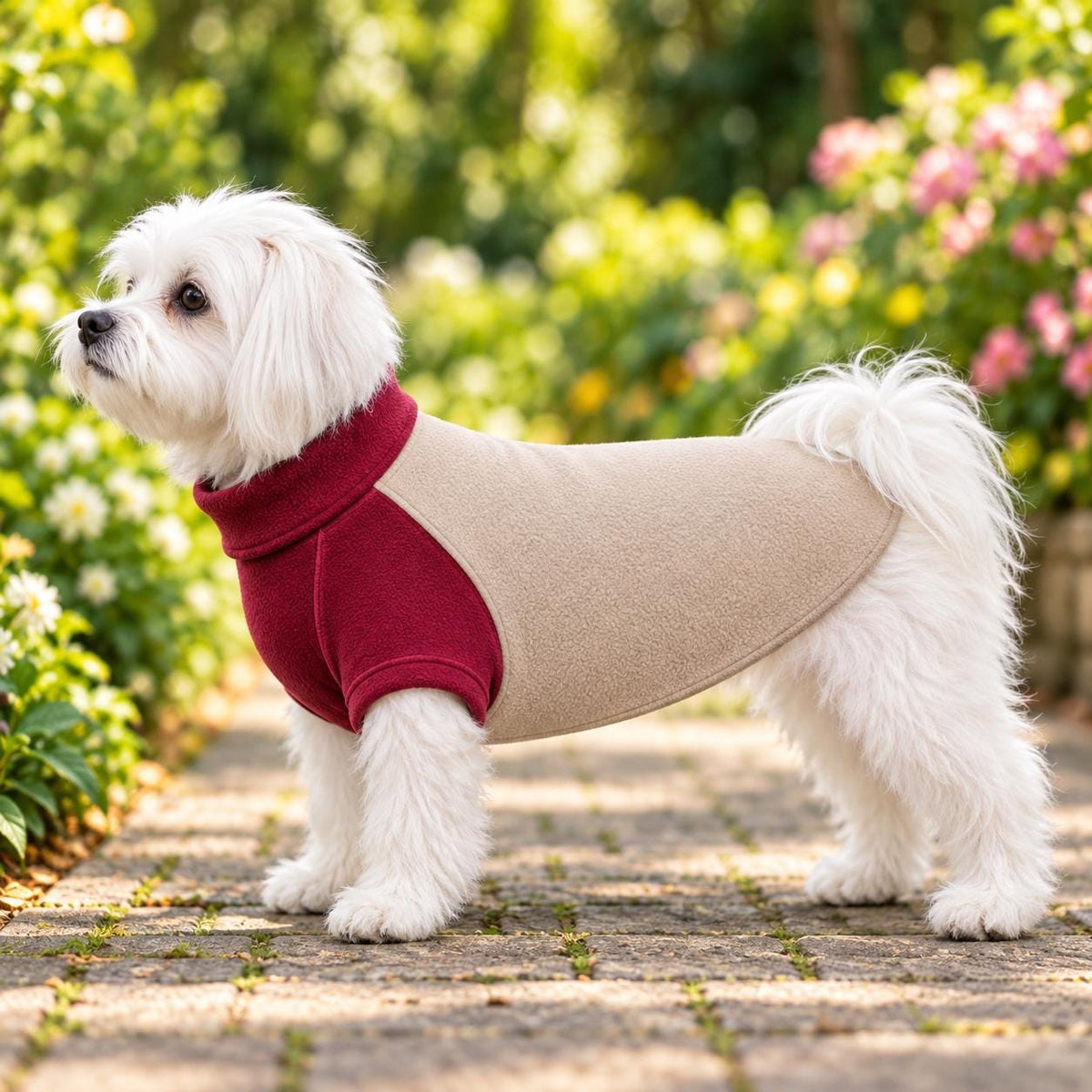 Two-Tone Fleece Dog Jumper, Handmade Raglan Dog Sweater, Warm Colour Block Pet Clothing, Small Dog Winter Jumper