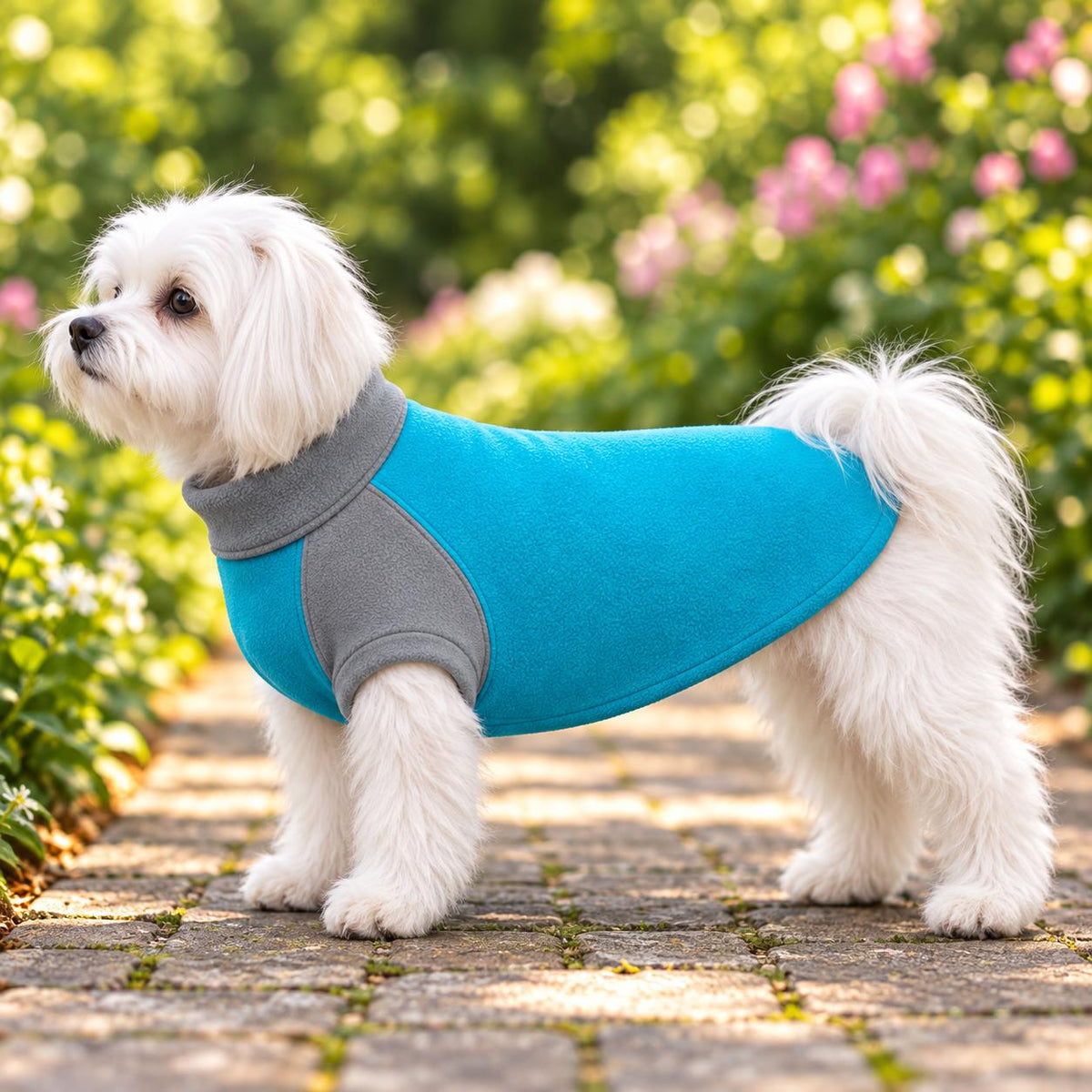 Two-Tone Fleece Dog Jumper, Handmade Raglan Dog Sweater, Warm Colour Block Pet Clothing, Small Dog Winter Jumper